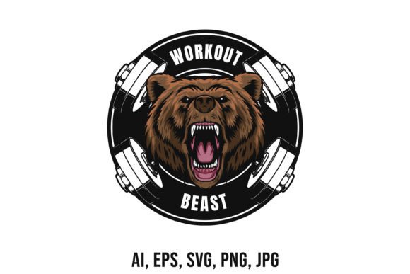 Download Workout Logo Template with Bear Mascot - Mascot Collection