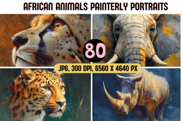 Download Painterly African Animal Portraits - Animal Collection