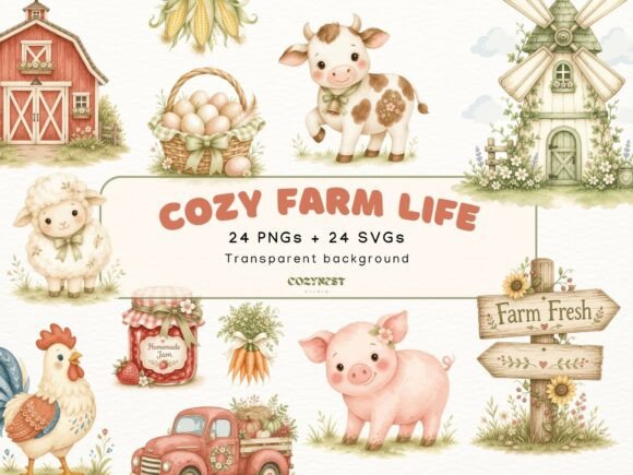 Download Farm Watercolor Cliparts. Cute Animals - Animal Collection