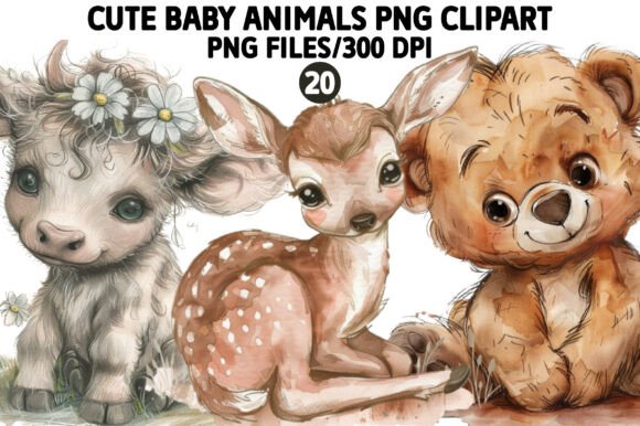 Download Cute Baby Animals PNG Clipart Set - Animal Collection