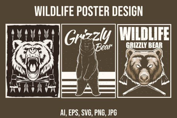 Download Wildlife Poster Design with Bear Mascot - Mascot Collection