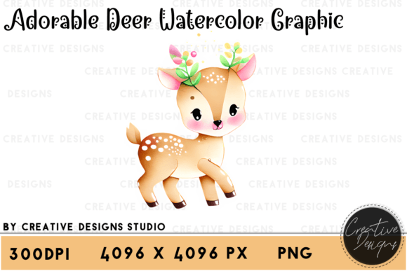 Download Watercolor Adorable Deer Graphic Set - Graphic Collection