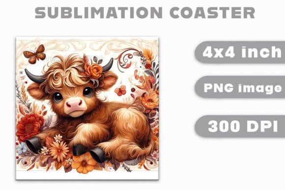 Download Highland Calf Sublimation Coaster File - Calf Collection