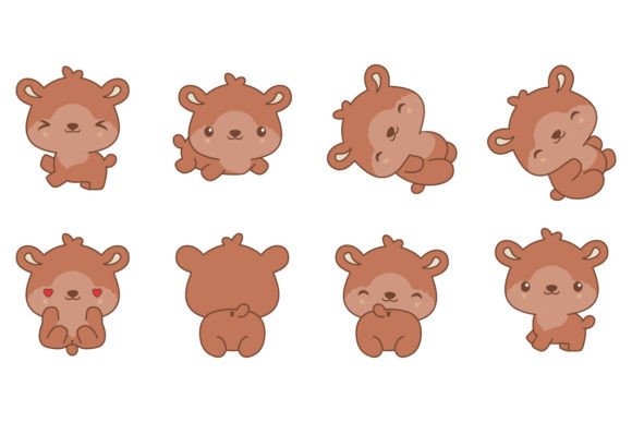 Download Set of Kawaii Teddy Bear Illustration - Bear illustration Collection