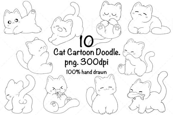 Download Cat Cartoon. Hand Drawn - Drawn Collection