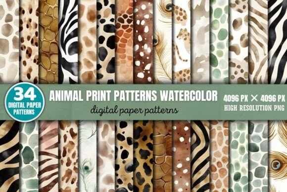 Download Animal Print Patterns Watercolor Digital - Animal Collection