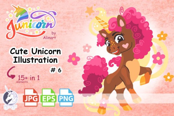 Download Floral Cartoon Unicorn Illustration - Premium Bundle
