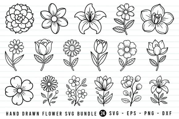 Download Hand Drawn Flower SVG Bundle - Drawn Collection