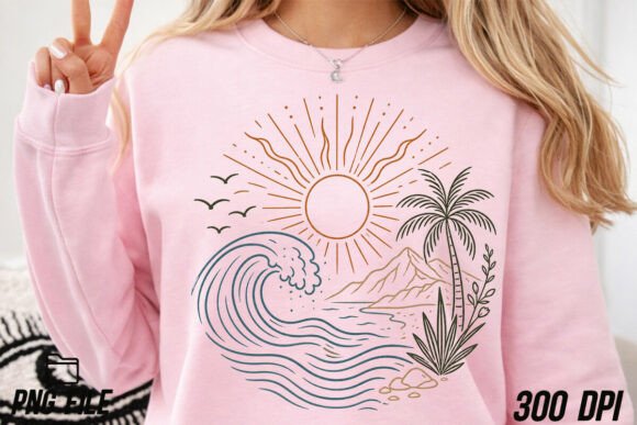 Download Boho Ocean Sun Tee, Nature Graphic Shirt - Nature Collection