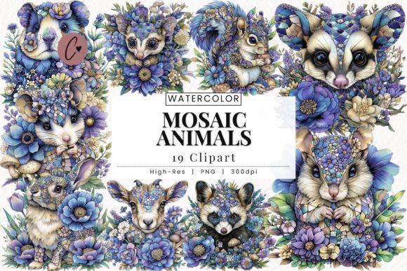 Download Mosaic Animals Clipart, Baby Animals PNG - Animal Collection