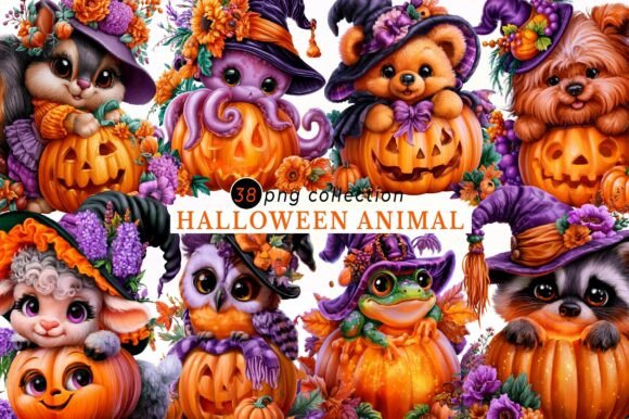 Download Halloween Animal Pumpkin Clipart Set - Animal Collection