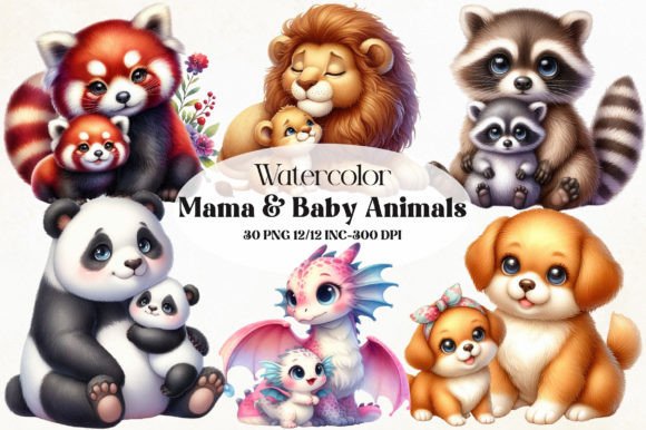 Download Cute Mama and Baby Animals PNG Clipart - Animal Collection
