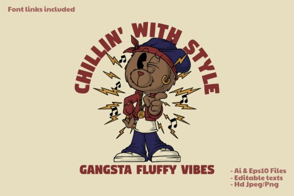 Download Retro Bear Mascot in Hip-Hop Style - Mascot Collection