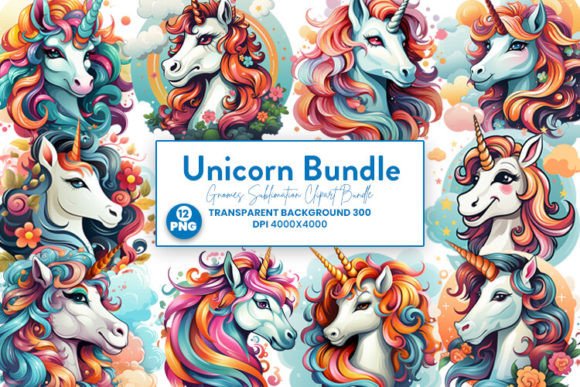 Download Unicorn Illustration Clipart PNG Bundle - Unicorn illustration Collection