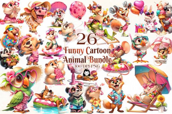 Download Funny Cartoon Summer Animal Clipart - Premium Resources