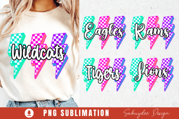 Download Mascot Team Checkered Lightning Neon PNG - Mascot Collection