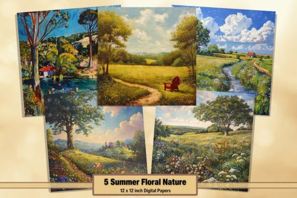 Download Summer Nature Scene Digital Paper Pack 6 - Nature Collection