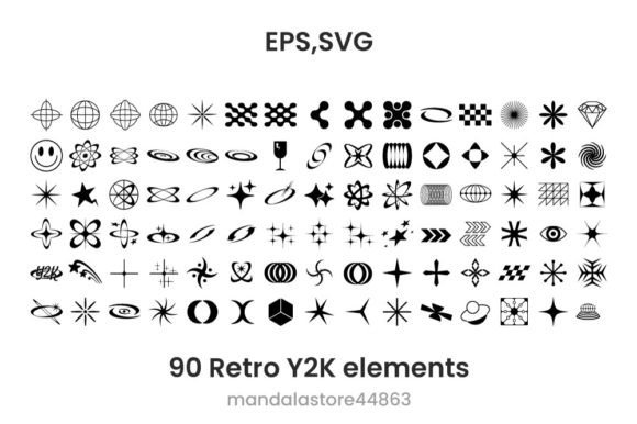 Download Retro Y2K Elements Vector Graphic Set - Graphic Collection