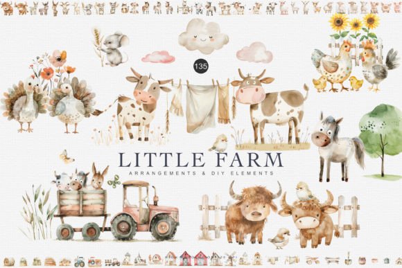 Download Huge Set Watercolor Farm Animal Clipart - Premium Resources