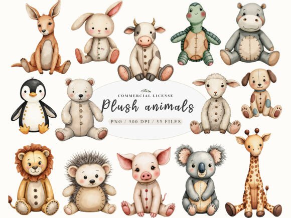 Download Vintage Knitted Plush Baby Animals Png - Animal Collection