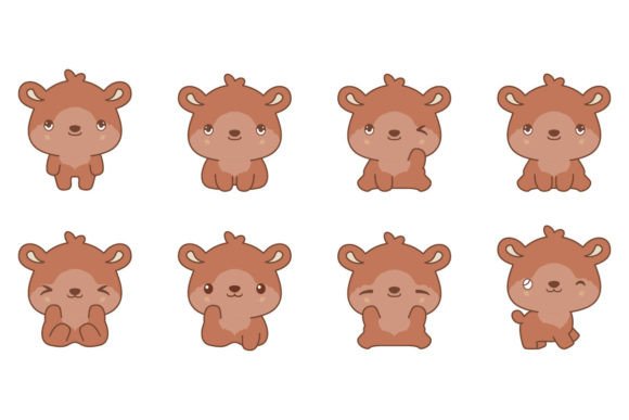 Download Set of Kawaii Teddy Bear Illustration - Bear illustration Collection