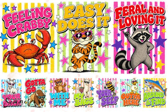 Download Retro Summer Animal Pun Sublimation PNGs - Animal Collection