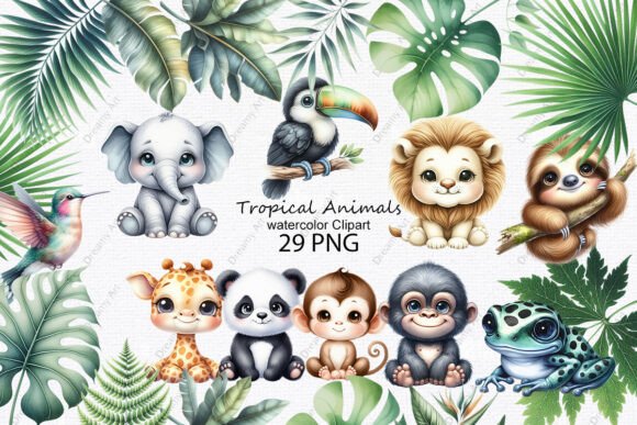 Download Tropical Animals Watercolor Clipart - Animal Collection