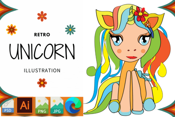 Download RETRO UNICORN ILLUSTRATION - Unicorn illustration Collection